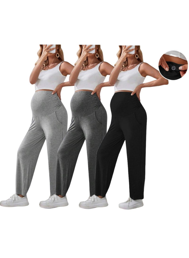 RedMapleTEK 3-PACK Maternity Leggings，Workout Activewear Yoga Pregnancy Pants over the Belly Buttery Soft  - Image 1