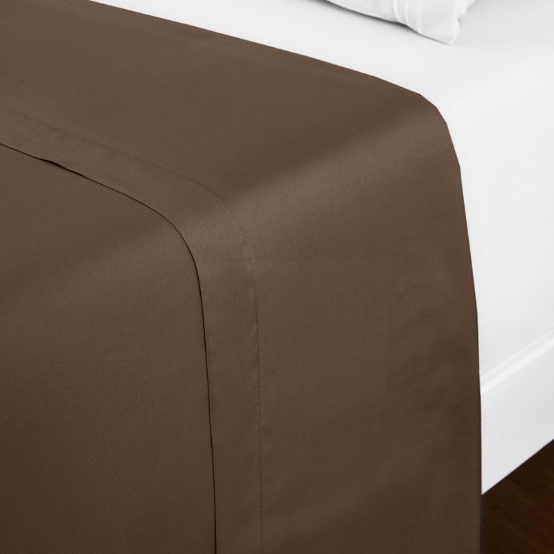 mellanni Mellanni King Size Flat Sheet  Iconic Collection Bedding  Hotel Luxury Extra Soft Cooling  Wrinkle Fade Stain Resistant  1 Flat Sheet Only King Brown  - Image 1