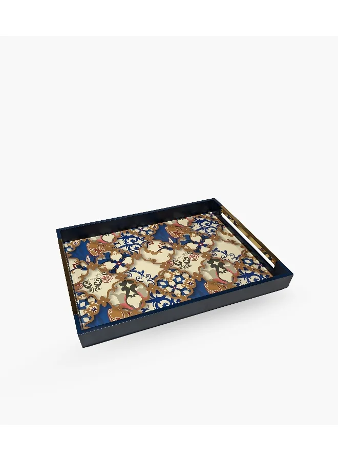 Roomours Blue Flower Tray 48x33.5x5 cm
