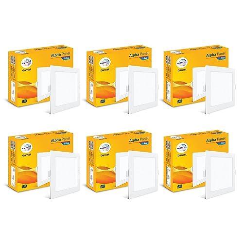 wipro Garnet 18W Square Led Alpha Panel | Cool White Light (6500K) | Recessed Down Light for False Ceiling | Cutout - 159X159Mm | Pack of 6 - Image 1