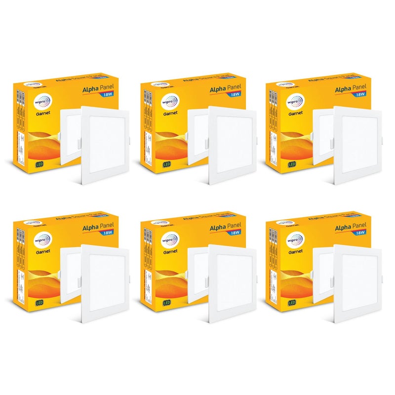 wipro Garnet 18W Square Led Alpha Panel | Cool White Light (6500K) | Recessed Down Light for False Ceiling | Cutout - 159X159Mm | Pack of 6 - Image 4