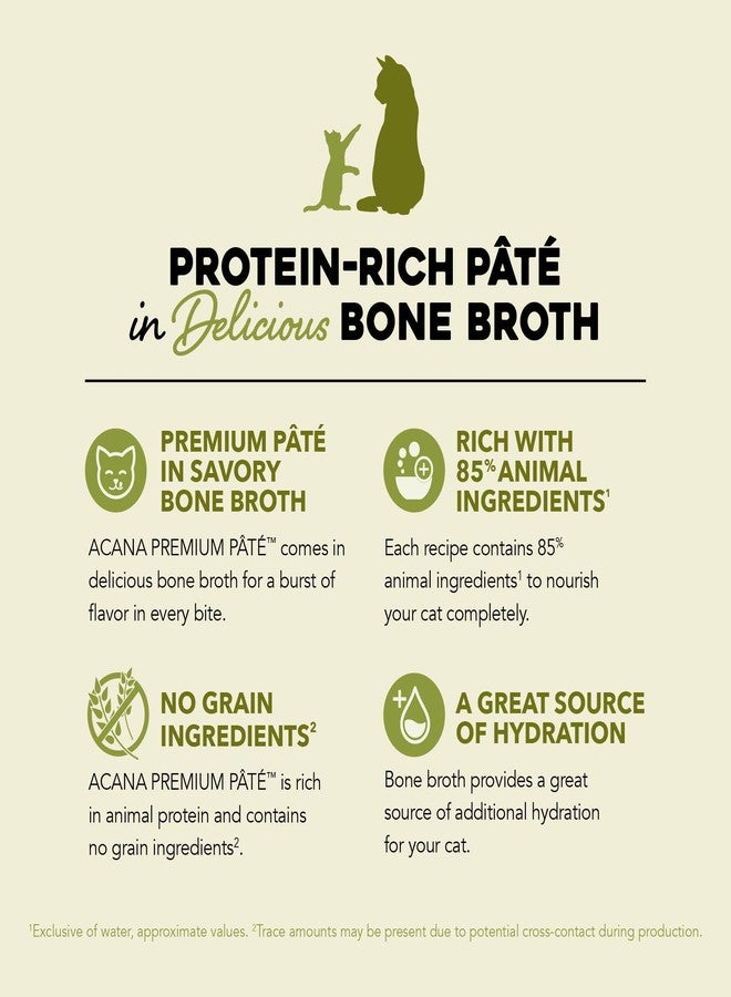 (أسنى) طعام القطط الرطب ACANA Premium Pate في مرق العظام، عبوة متنوعة: لحم بقري، دجاج، تونة + لحم ضأن، علب 3 أونصة (12 علبة، 6 علب من كل نوع) - Image 3