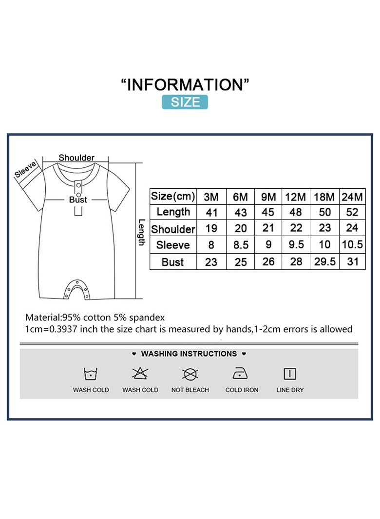 RedMapleTEK 2-piece set of pure cotton jumpsuits for infants and young children, short-sleeved crawling clothes - Image 2