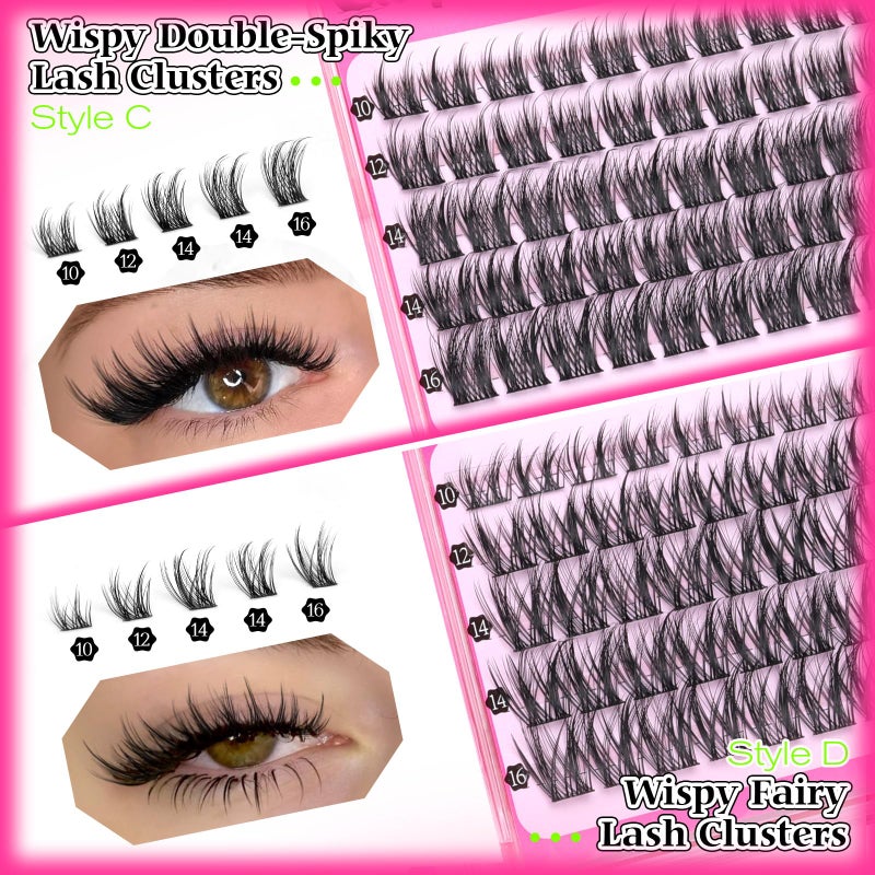 calphdiar Wispy Lash Clusters Natural Eyelashes Clusters 4 Styles Fairy Cluster Eyelash Extensions 220pcs Cluster Lashes C Curly Manga Individual Lashes 10-18mm DIY Lash Extension Natural Look by calphdiar - Image 5