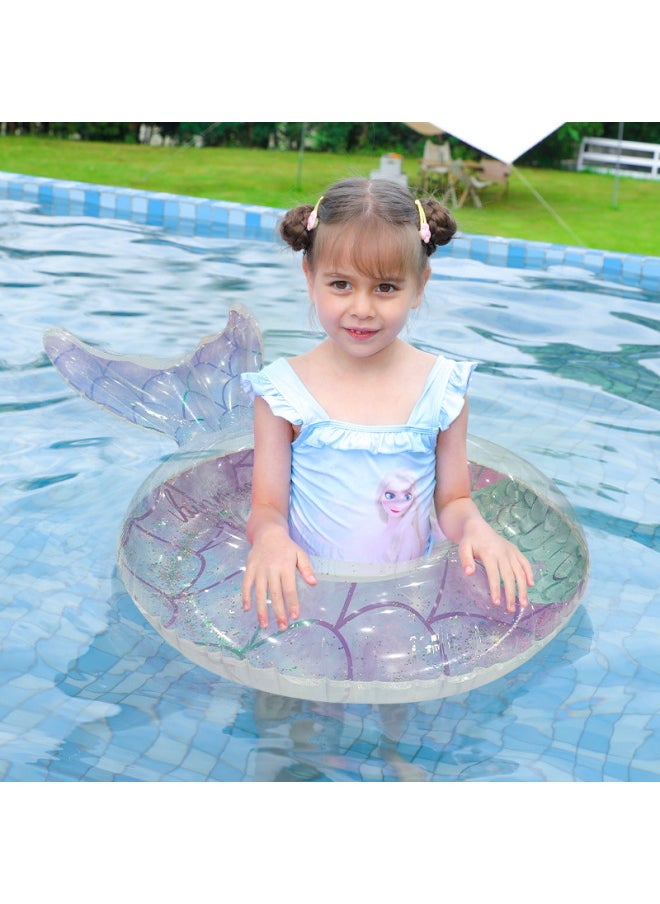 Generic - Thickened Sequins Mermaid With Handle Underarm Circle Outdoor Water Amusement 6-12 Years Old Children Swimming Circle-After Inflating Outer Diameter:100#Adult With Handle( 65-80kg )-Inner Diameter After Inflating:Sequin Mermaid Swim Ring-blue - Image 1