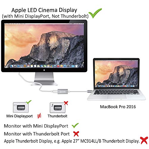 Amiroko USB-C to Mini DisplayPort Adapter, USB 3.1 Type C to Mini DP Adapter Support 4K, 1080P for MacBook Pro, MacBook 12", Alienware, to LED Cinema Display/Dell Monitor etc, Gray - Image 4
