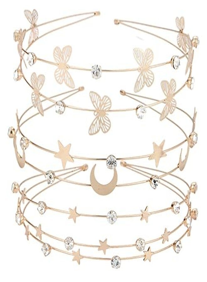 xinxingin 3 PCS Butterfly Hairbands for Women and Girls, Elegant Hair Tiara Set for Weddings, Parties, Birthdays, Adjustable Crown for Girls and Women - Image 1