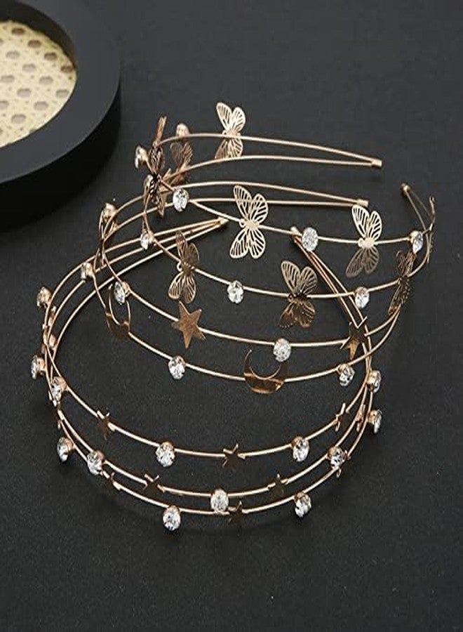 xinxingin 3 PCS Butterfly Hairbands for Women and Girls, Elegant Hair Tiara Set for Weddings, Parties, Birthdays, Adjustable Crown for Girls and Women - Image 2