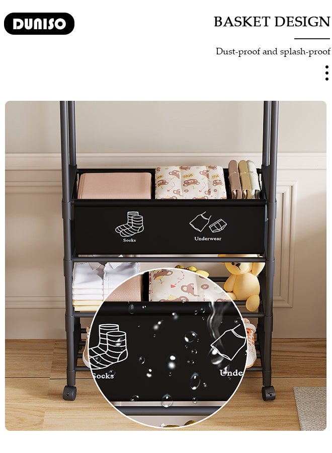 DUNISO 5-Tier Storage Shelf Double-Rail Clothes Rack, Clothing Garment Rack Metal Hanging Clothes for Boxes Shoes Boots Commercial Grade Multi-Purpose Entryway Shelving Unit for Home Office Bedroom - Image 4