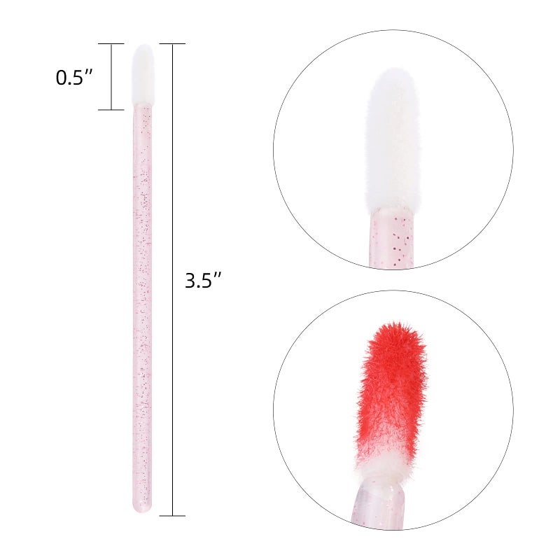 BTYMS 200 Pieces Lip Brush Lint Free Applicators Crystal Lipstick Disposable Applicators Lip Wands Lip Gloss Brushes - Pink - Image 2