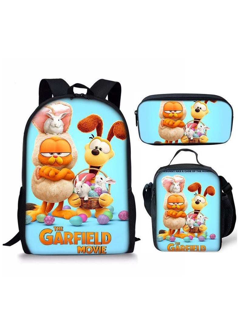 Garfield - New Style Cartoon Student Backpack Three-Piece Set 29*42*16cm - Image 1