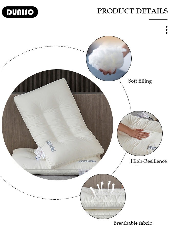 DUNISO 2PCS Sleeping Pillow Washable Soybean Fiber Neck Support Pillow Bed Pillows with Polyester Fiber Cover, Ergonomic Pillow for Neck Head and Shoulder Pain Relief,Soft and Breathable - Image 2