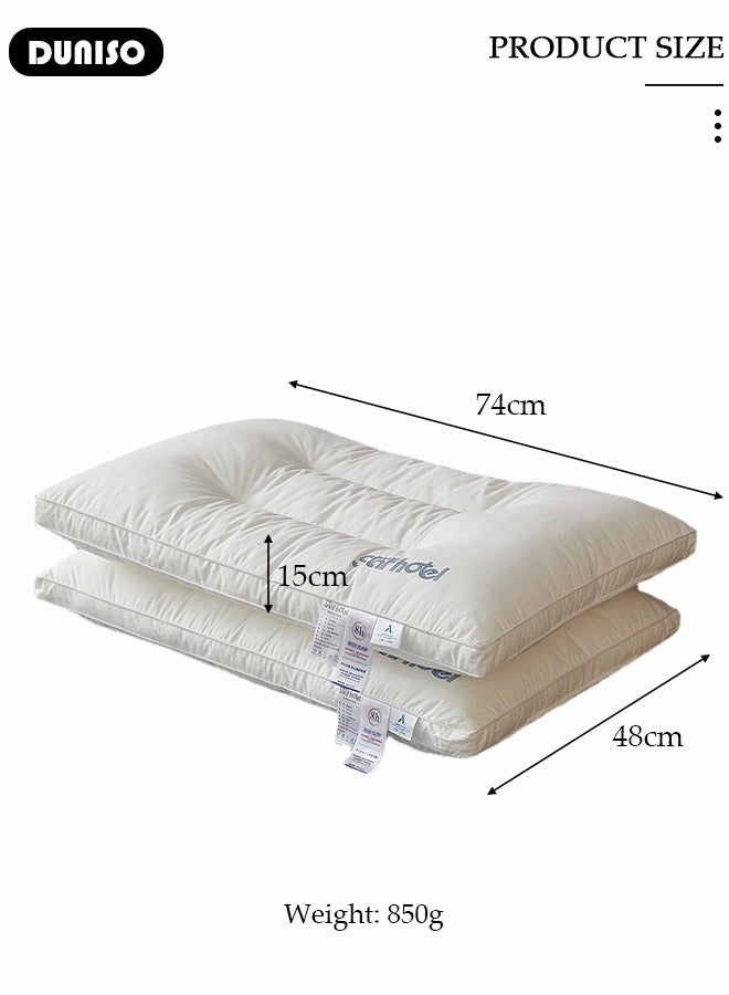 DUNISO 2PCS Sleeping Pillow Washable Soybean Fiber Neck Support Pillow Bed Pillows with Polyester Fiber Cover, Ergonomic Pillow for Neck Head and Shoulder Pain Relief,Soft and Breathable - Image 4