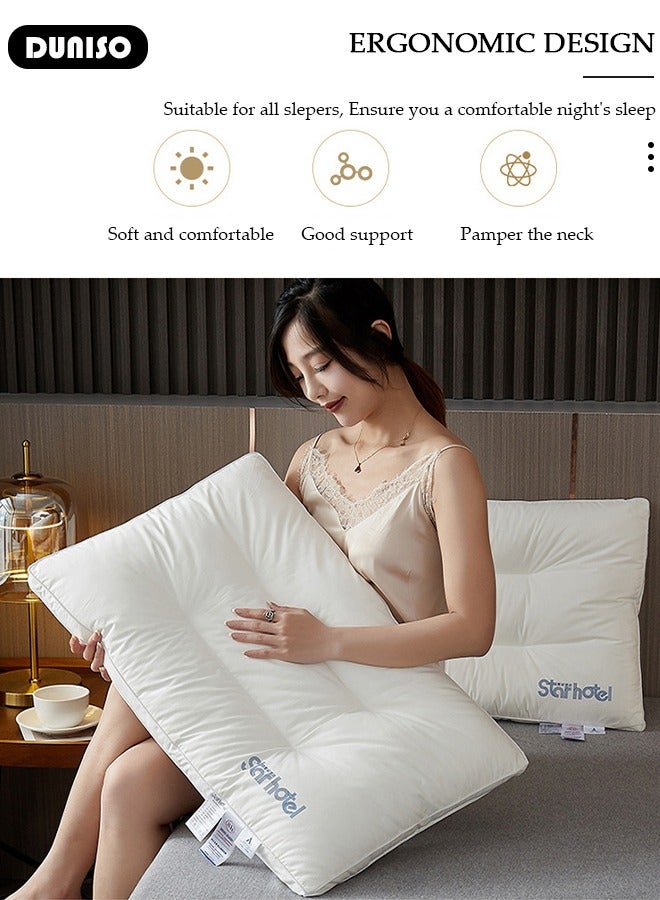 DUNISO 2PCS Sleeping Pillow Washable Soybean Fiber Neck Support Pillow Bed Pillows with Polyester Fiber Cover, Ergonomic Pillow for Neck Head and Shoulder Pain Relief,Soft and Breathable - Image 5