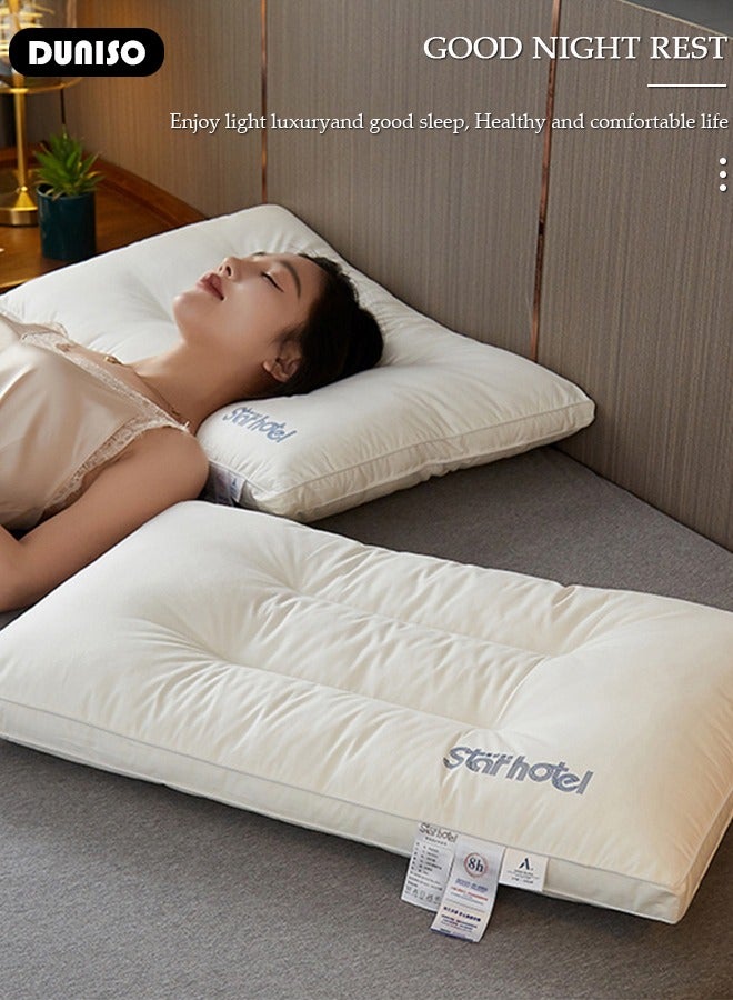 DUNISO 2PCS Sleeping Pillow Washable Soybean Fiber Neck Support Pillow Bed Pillows with Polyester Fiber Cover, Ergonomic Pillow for Neck Head and Shoulder Pain Relief,Soft and Breathable - Image 3