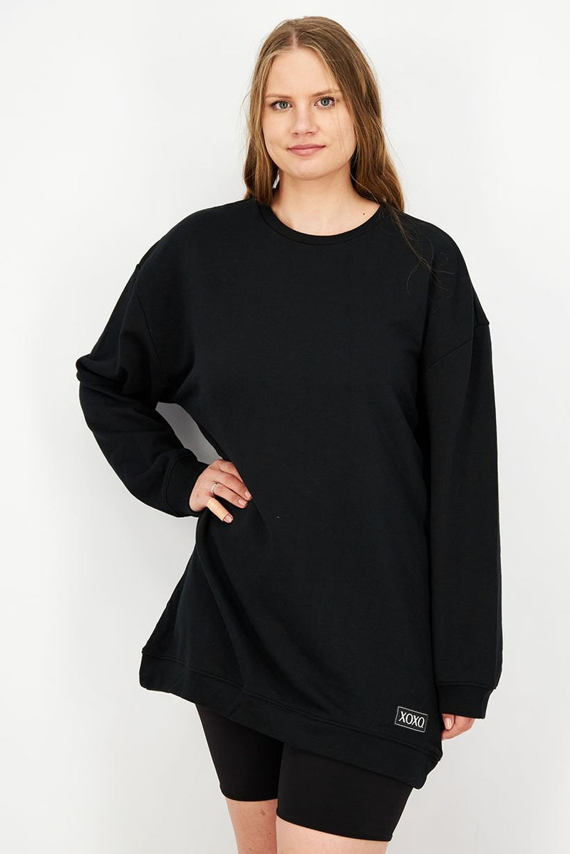 XOXO فستان سترة كاجوال فضفاض للنساء، أسود - Image 1
