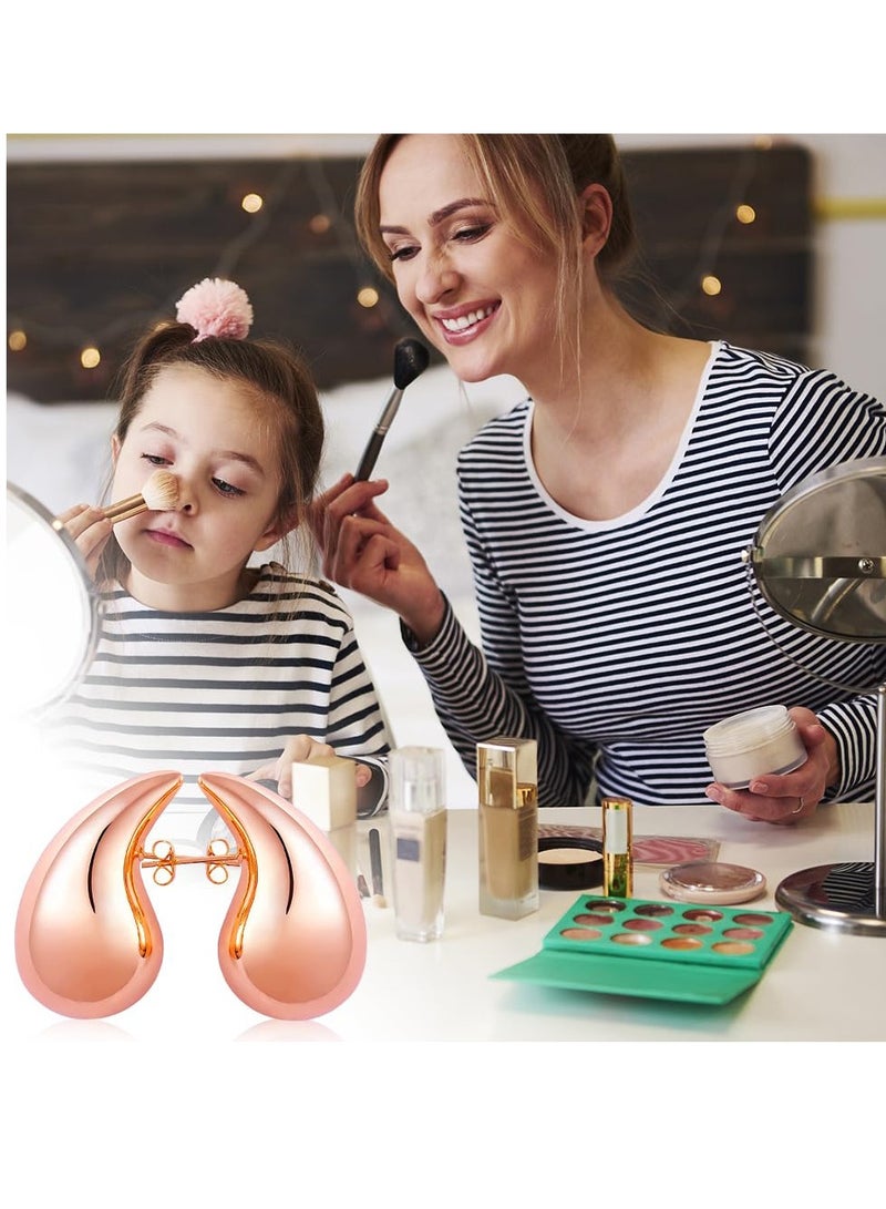 KASTWAVE Rose Gold Earrings, Lightweight Waterdrop Teardrop Hollow Open Hoops, Minimalist Hypoallergenic Stud Earrings Jewelry for Women, Birthday Gifts for Women - Image 4