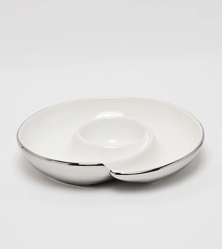 Sur La Table Spiral Chip&amp;Dip Dish 23cm White/Silver