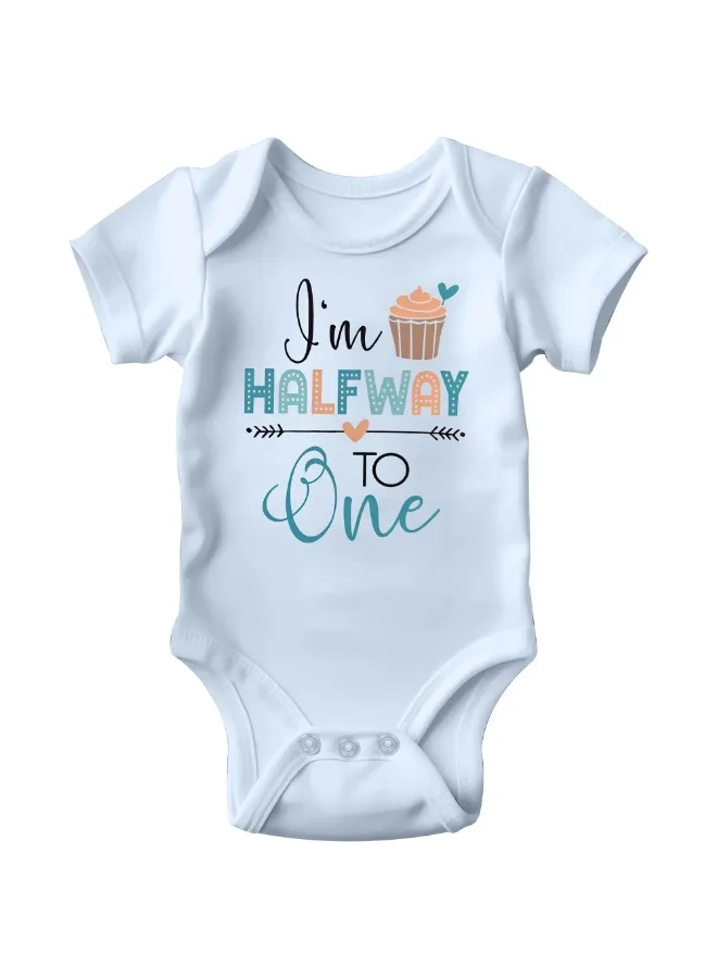 Matching Family Outfits Half Birthday Baby Bodysuit – Newborn Romper with Envelope Neck – Cute Halfway to One Outfit – Soft Cotton Short Sleeve Jumpsuit for 6-Month Baby Girls and Boys – Comfortable & Adorable Gift