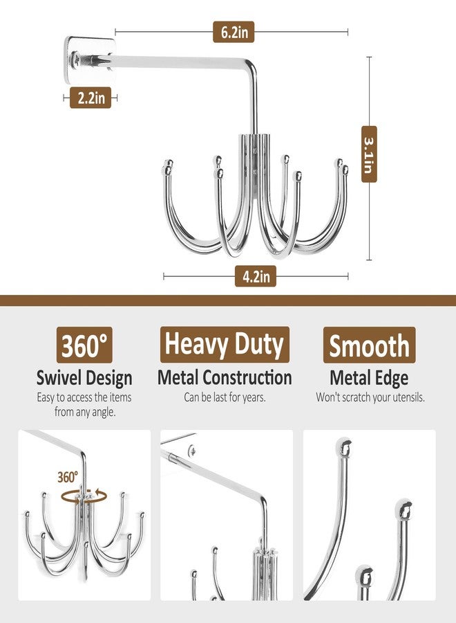ZEDODIER Kitchen Towel Holder, 360° Rotating Dish Towel Holder, Heavy Duty Metal Kitchen Towel Hook with 8 Storage Capacity for Towel, Utensil, Pot, Glove, Aprons, Silver - Image 5
