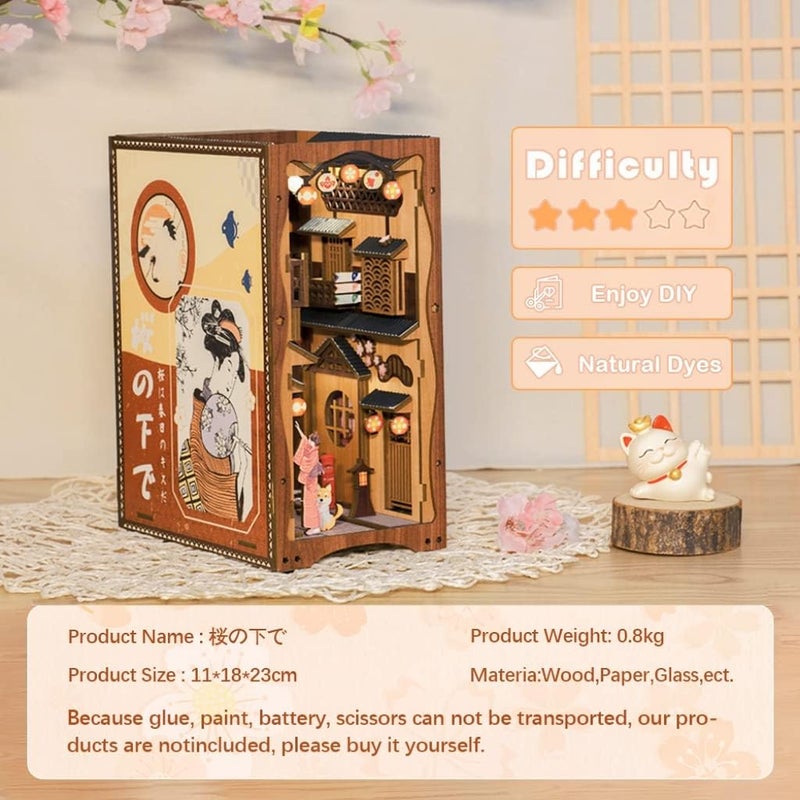 CUTEBEE Book Nook Kit - DIY Miniature House Dollhouse Kit for Adult and Teens, Booknook Bookshelf Decor Alley Model Build with LED Light, Gifts for Family and Friends - Image 4