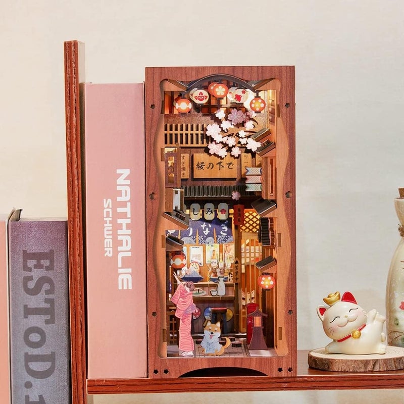 CUTEBEE Book Nook Kit - DIY Miniature House Dollhouse Kit for Adult and Teens, Booknook Bookshelf Decor Alley Model Build with LED Light, Gifts for Family and Friends - Image 2