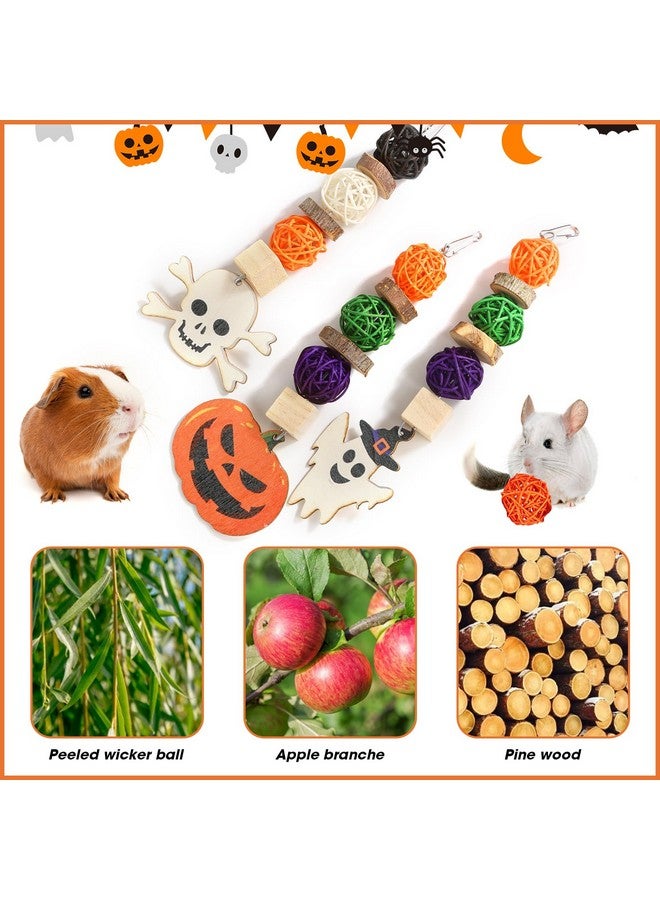 ألعاب مضغ الأرنب، ألعاب خنزير غينيا الطبيعية، 3 قطع من ألعاب المضغ الخشبية المعلقة المثالية للأرانب الأليفة وخنازير غينيا والشنشيلة والهامستر والفئران والحيوانات الصغيرة الأخرى، صرير الأسنان بطابع الهالوين - Image 5