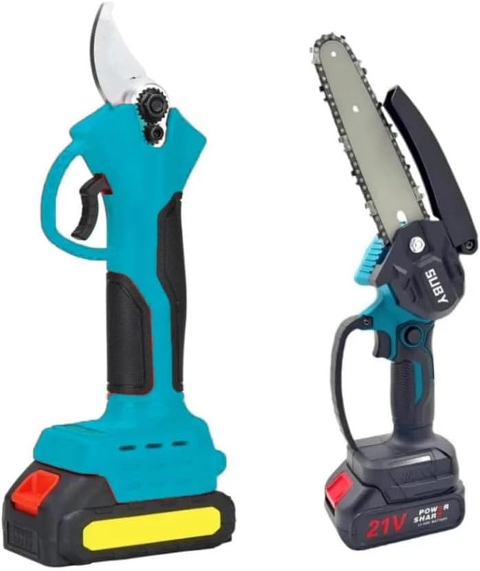 PRIMO PLUS Cordless Electric Pruning Shears with Mini Chain Saw 2 in 1 Rechargeable Lithium Battery, Professional Lightweight Pruning Shears for Trees, Branches, Home Gardens DX3314 - Image 1