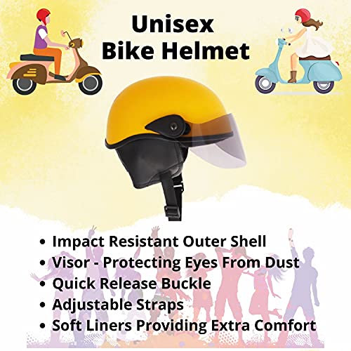 Western Era Half Helmet with Clear Visor for Men & Women ||Safety & Comfort|| Stylish Enhanced Design || (Yellow Glossy) (Large) - Image 5