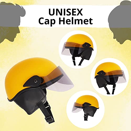 Western Era Half Helmet with Clear Visor for Men & Women ||Safety & Comfort|| Stylish Enhanced Design || (Yellow Glossy) (Large) - Image 3