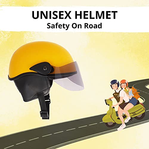Western Era Half Helmet with Clear Visor for Men & Women ||Safety & Comfort|| Stylish Enhanced Design || (Yellow Glossy) (Large) - Image 2