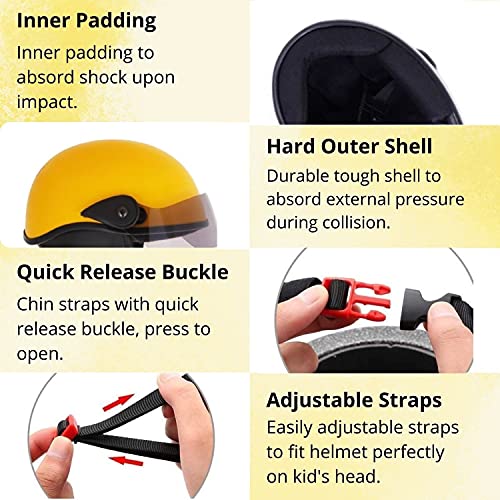 Western Era Half Helmet with Clear Visor for Men & Women ||Safety & Comfort|| Stylish Enhanced Design || (Yellow Glossy) (Large) - Image 4