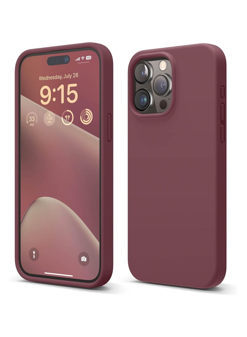 Silicone Case Compatible with iPhone 15 Pro Max, Slim Liquid Silicone Phone Case with Soft Rubber Overlays, Shockproof Bumper with TPU Lining (Burgundy) - Image 1