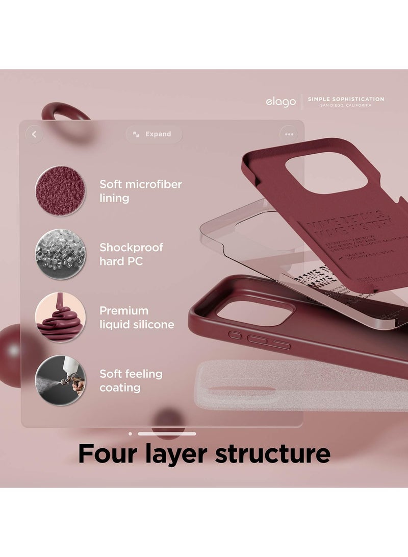 Silicone Case Compatible with iPhone 15 Pro Max, Slim Liquid Silicone Phone Case with Soft Rubber Overlays, Shockproof Bumper with TPU Lining (Burgundy) - Image 3