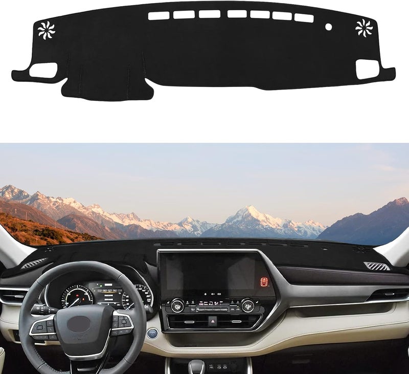 Rilsen Dashboard Cover Mat Custom Fit for Toyota Highlander 2020-2024 2025 Dash Cover Nonslip Dash Mat Protector Sunshade No Glare Black (Without HUD) - Image 1