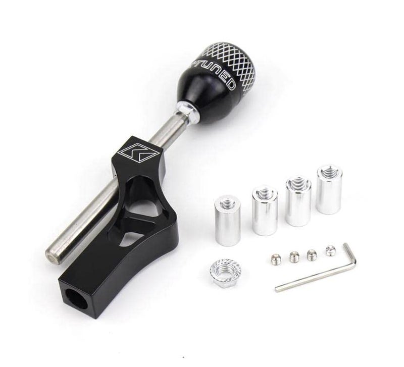 AUTO MT JDM CAR Accessories Gear Shift Knob Lever Adjustable Extender ++ Gear Shift KNOB Height Lever Extension Car Gear Shifter Extender Kit with 4 Adapters (Black Gear Extension + Black Gear KNOB) - Image 1