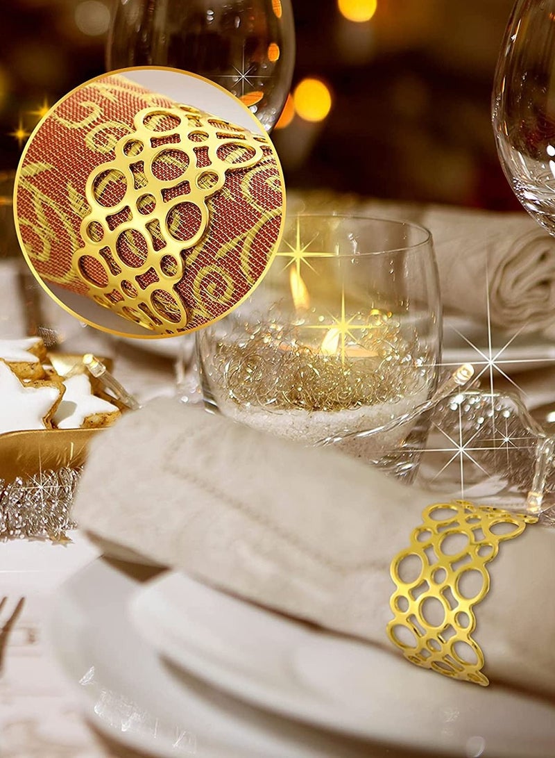 RARELY Set of 6 Gold Wedding Restaurant Hollow Napkin Buckle  - Image 2