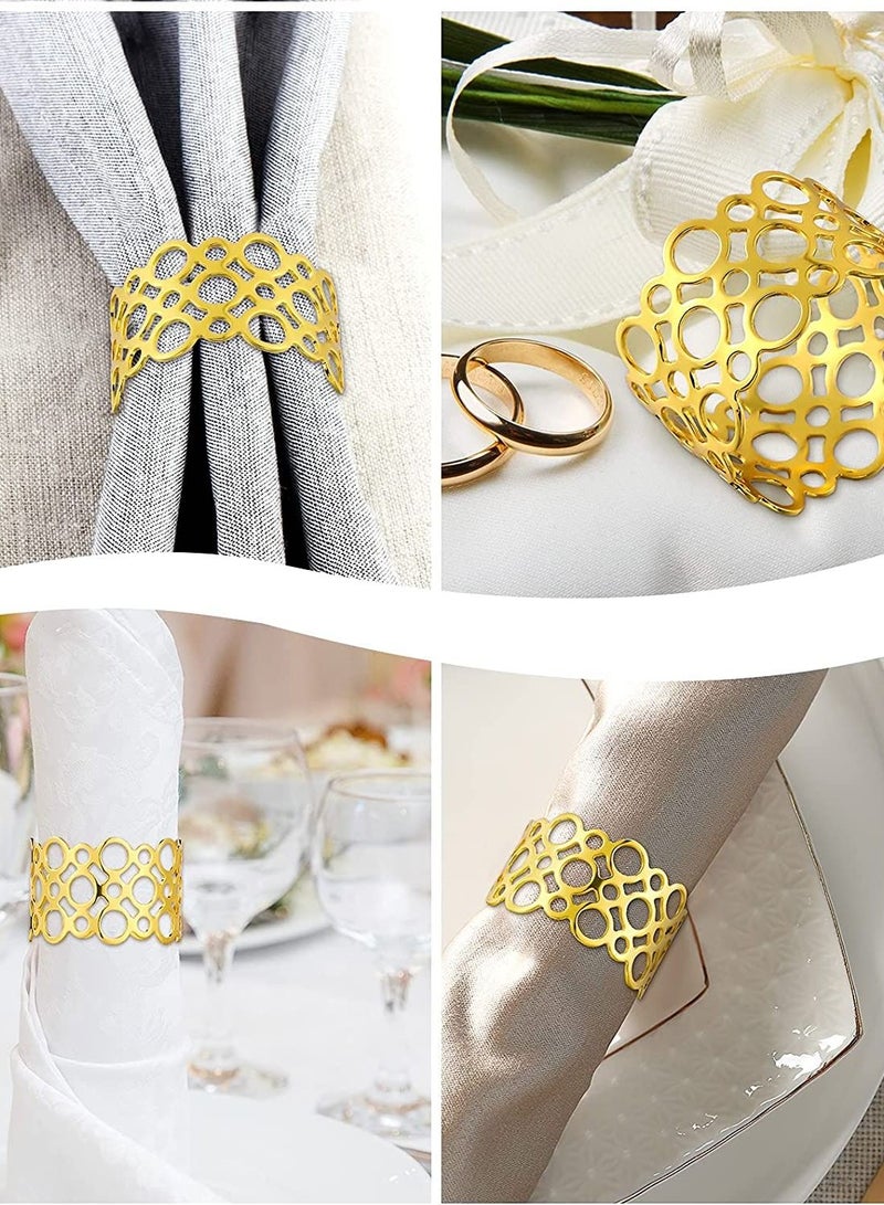 RARELY Set of 6 Gold Wedding Restaurant Hollow Napkin Buckle  - Image 3