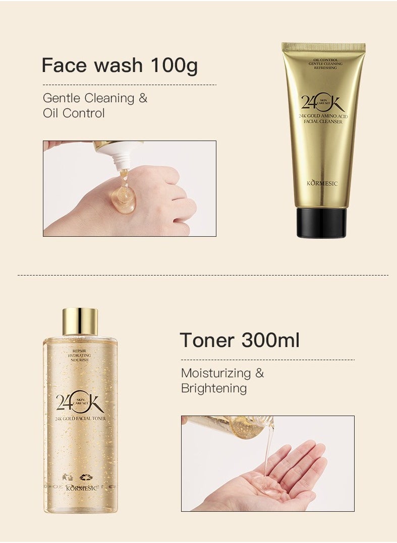 Kormesic 24K Gold Skincare Set  Gentle Cleansing, Deep Nourishment & Radiant Skin  - Image 3