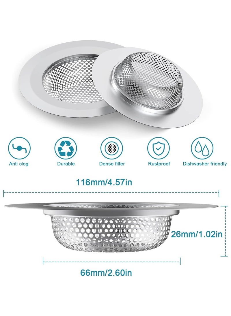 Oasisgalore 2 Pack Stainless Steel Sink Strainers - Large 4.5'' Food Catcher for Kitchen Drains  - Image 2