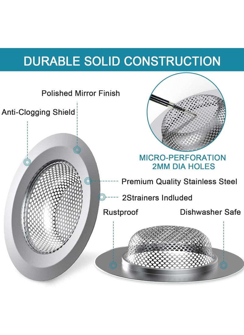 Oasisgalore 2 Pack Stainless Steel Sink Strainers - Large 4.5'' Food Catcher for Kitchen Drains  - Image 5
