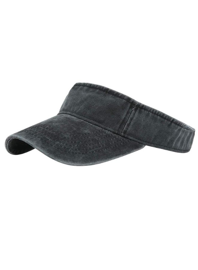 قبعات رياضية واقية من الشمس، قبعات بيسبول قطنية بجزء علوي فارغ، قبعة واقية للجنسين، للرجال والنساء، مع حافة واقٍ، وقبعة واقية، مناسبة للجولف والتنس وركوب الدراجات والجري (أسود) - Image 1