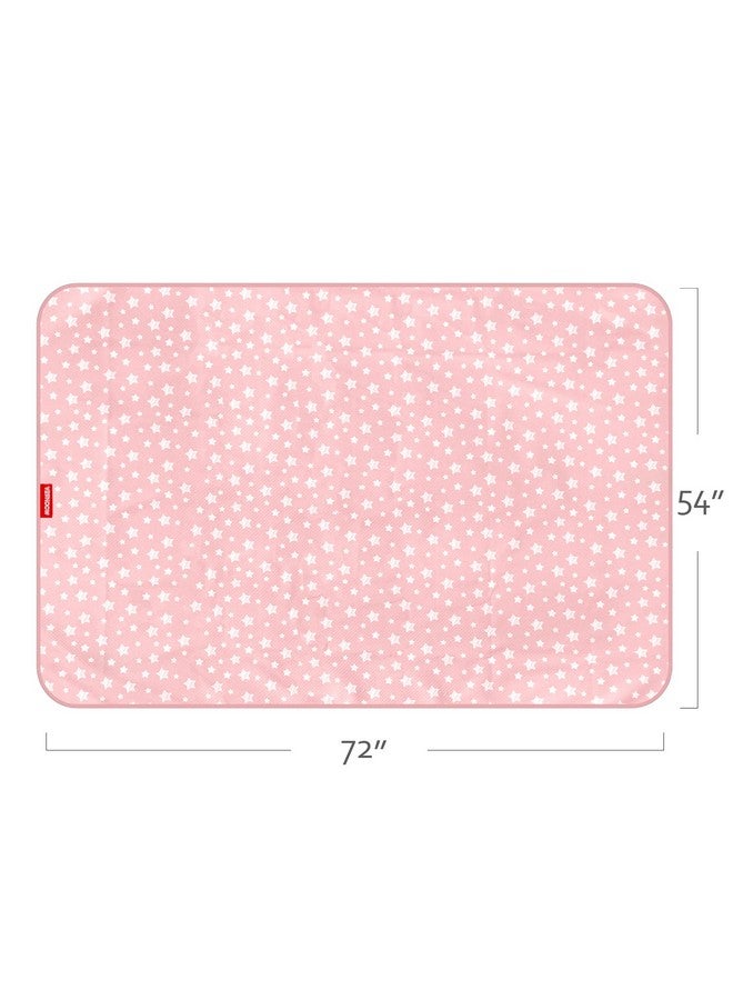 Moonsea Extra Large Baby Splat Mat 54''X 72'' Anti Slip Waterproof High Chair Mat Baby Feeding Table Cloth Floor Mat Cover Baby Art Playtime Mat For Craftmealtime Washable Portable Picnic Mat Pink Star  - Image 3