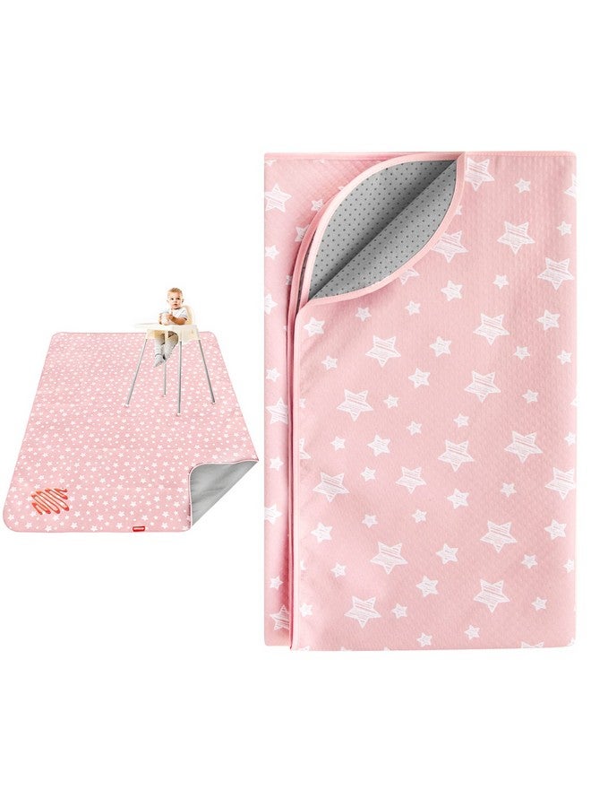 Moonsea Extra Large Baby Splat Mat 54''X 72'' Anti Slip Waterproof High Chair Mat Baby Feeding Table Cloth Floor Mat Cover Baby Art Playtime Mat For Craftmealtime Washable Portable Picnic Mat Pink Star  - Image 2