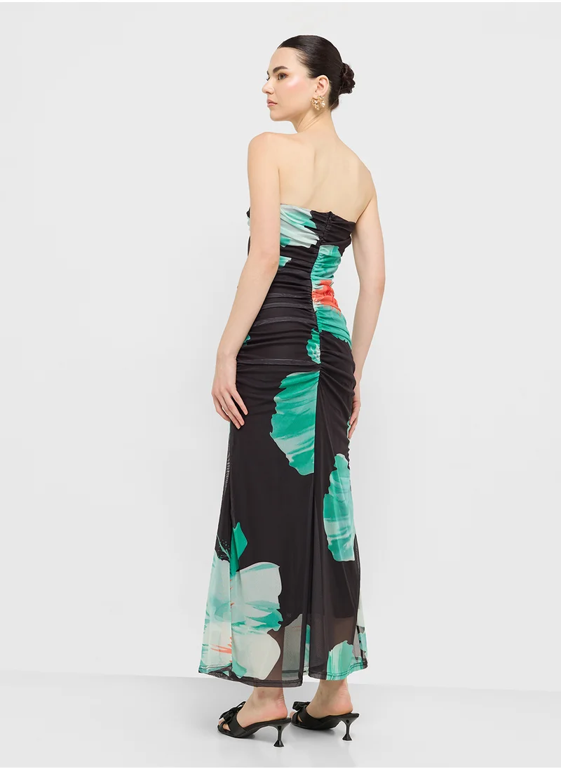جينجر Floral Ruched Dress