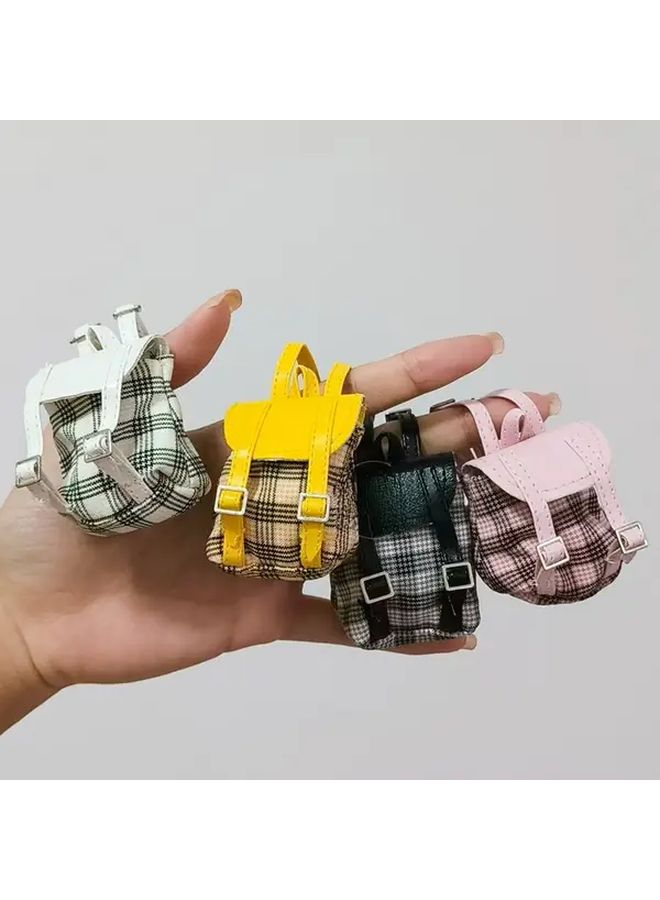 Pink Schoolbag Dollhouse Mini Backpack Set Doll Accessory Keychain Craft Decor - Image 1