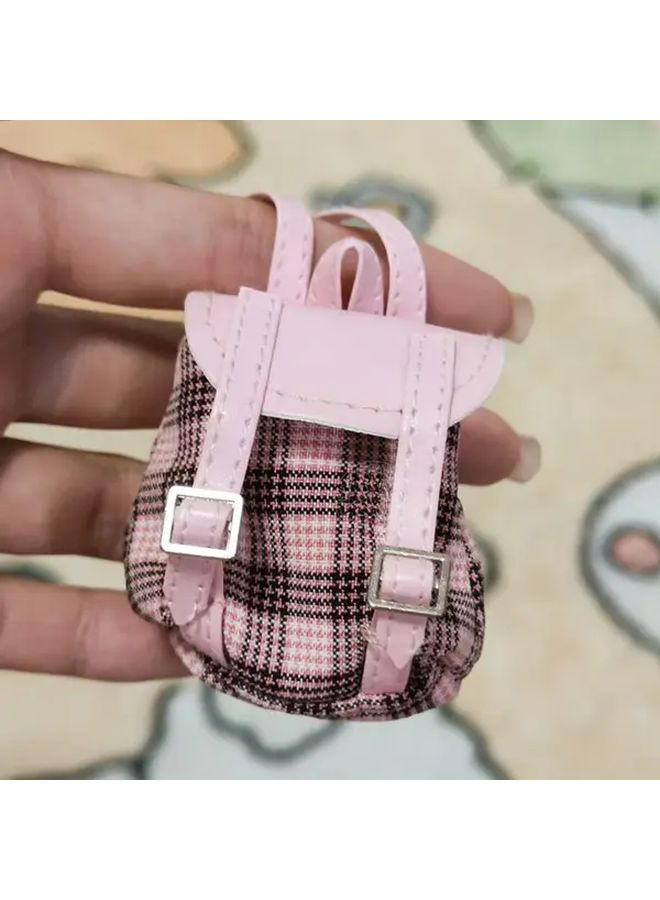 Pink Schoolbag Dollhouse Mini Backpack Set Doll Accessory Keychain Craft Decor - Image 5