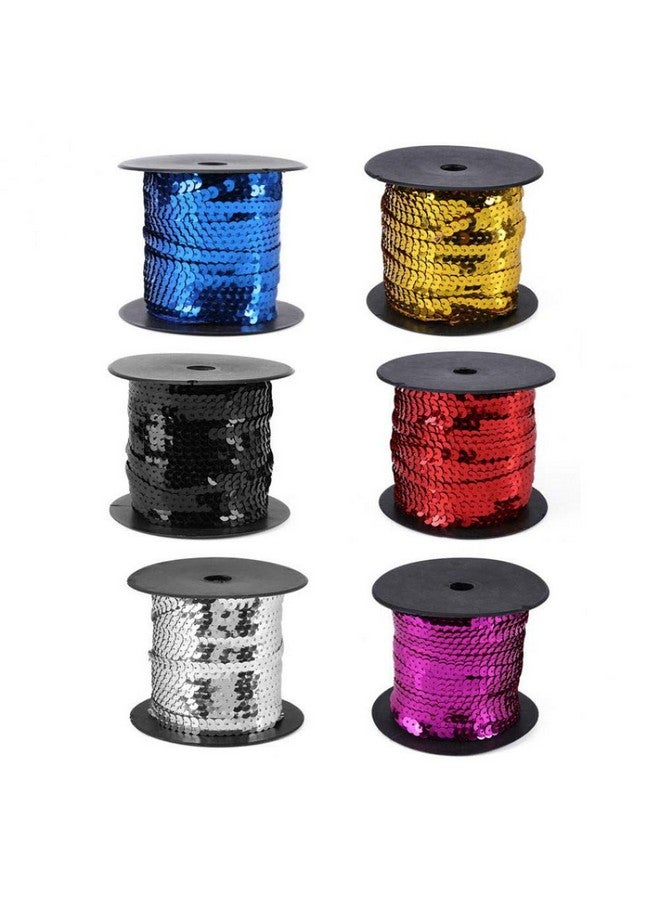 Aysekone 100 Yards 6mm Metallic Shiny Trim Sewing String Spangle Flat Round Sequins Sewing Paillette String in Roll for Wedding Craft（Red） - Image 4