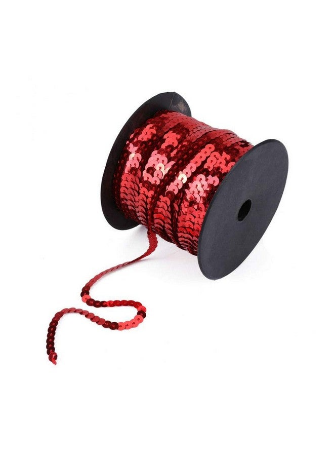 Aysekone 100 Yards 6mm Metallic Shiny Trim Sewing String Spangle Flat Round Sequins Sewing Paillette String in Roll for Wedding Craft（Red） - Image 1