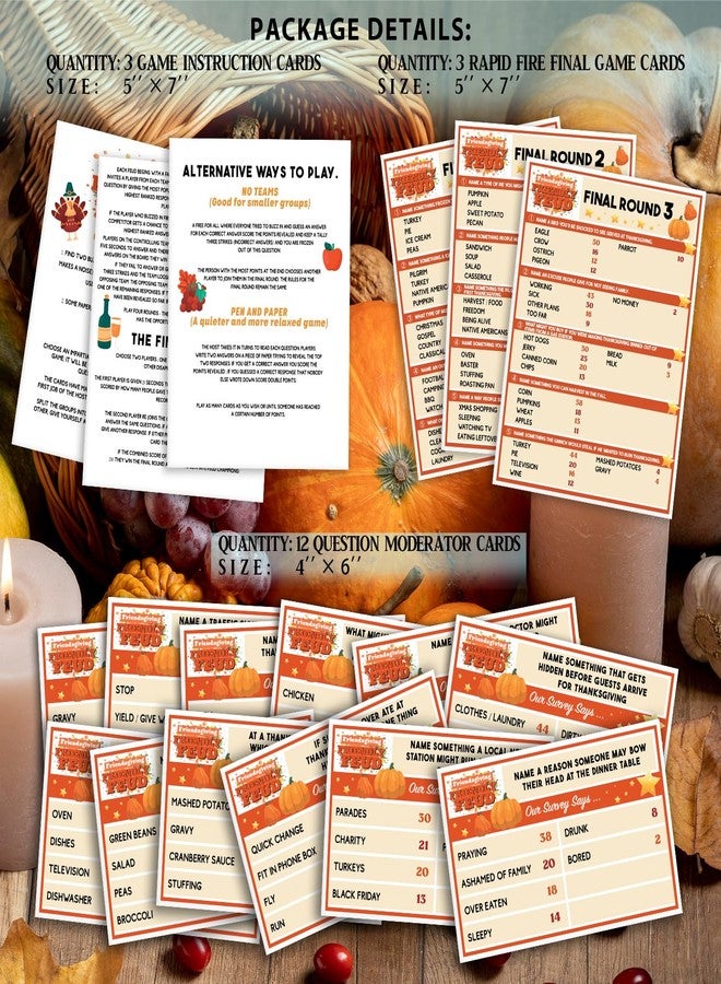 Pazag Thanksgiving Friendly Feud Quiz, Family Party Games, Thanksgiving Party Activity, Family Feud Game, Feud Trivia Quiz, Family Activities Thanksgiving Party Game Supplies-001 - Image 4